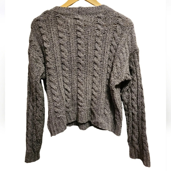American Eagle Outfitters Women Impossibly Soft Cable Knit Sweater Gray Sm y2k - Picture 2 of 5